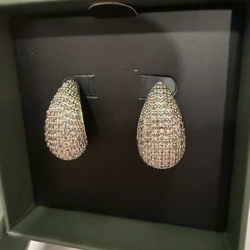 New in Box Jewels by Sunaina (faux) Diamond Earrings w/ Silver tone